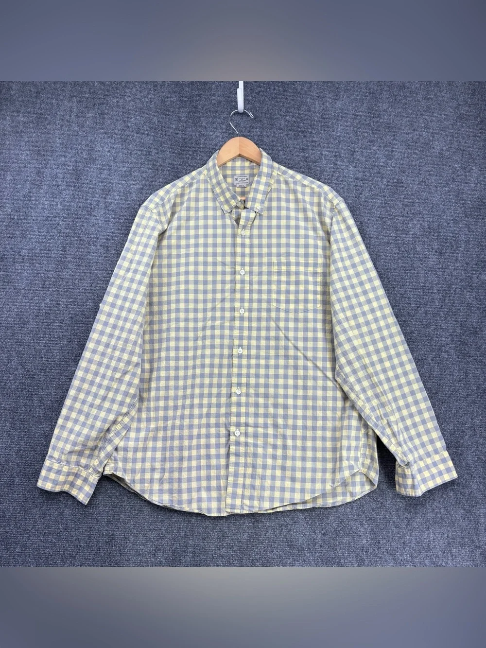 J Crew Yellow & Gray Academia Preppy Long Sleeve Button Down Shirt Men’s XL